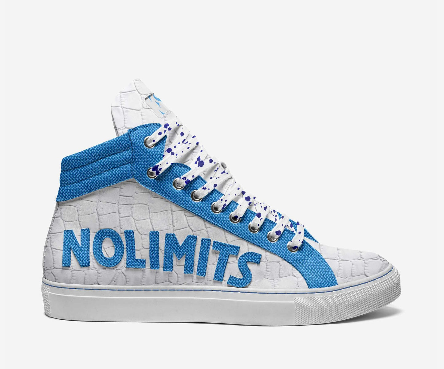 Croc White and Electric Blue
