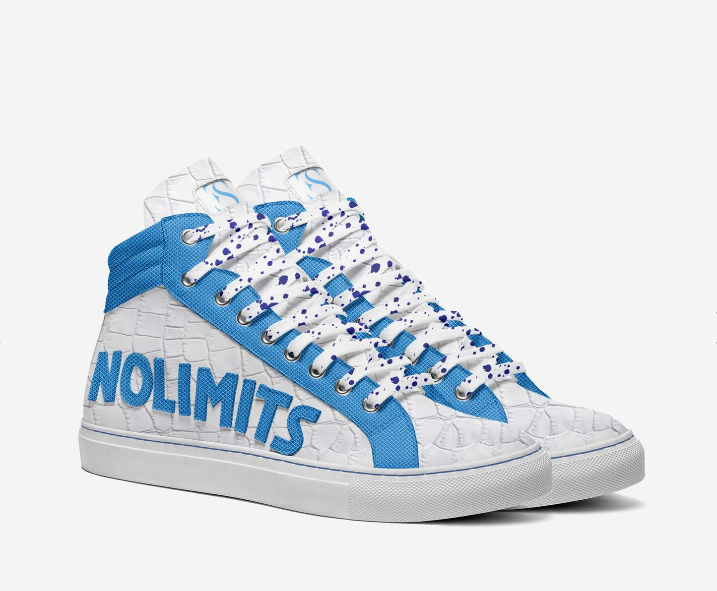 Croc White and Electric Blue