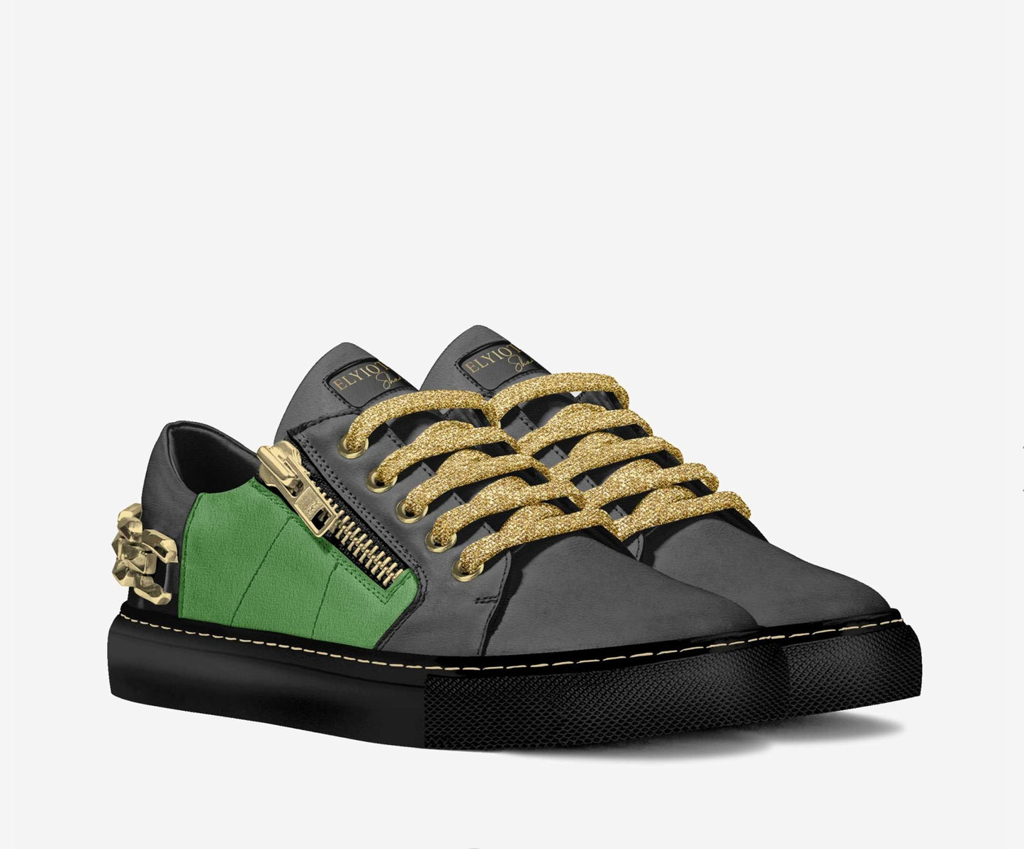 Lime Suede and Black Leather