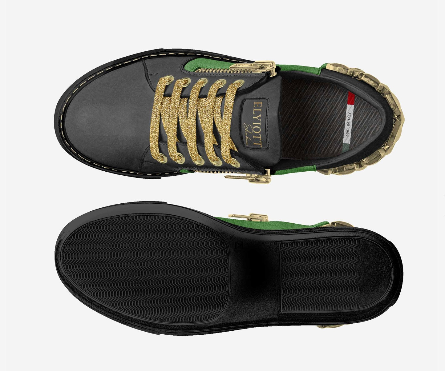 Lime Suede and Black Leather